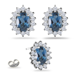 0.96 Ct Diamond &  7.94 Ct London Blue Topaz Earrings in Platinum