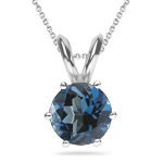 4.01 Cts London Blue Topaz Solitaire Pendant in 18K White Gold