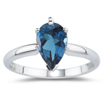 0.83 Cts London Blue Topaz Solitaire Ring in 14K White Gold