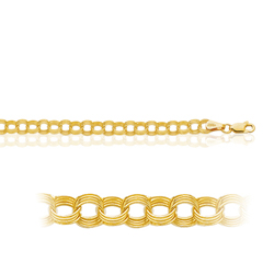 8.00 Inches Triple Link Bracelet  in 14K Yellow Gold