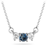 4 mm London Blue Topaz & 1/4 Cts Diamond Pendant in 18K White Gold