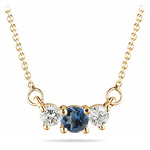 4 mm London Blue Topaz & 1/4 Cts Diamond Pendant in 18K Yellow Gold