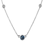 0.10 Ct Diamond & 0.60 Ct London Blue Topaz Necklace in 18K White Gold