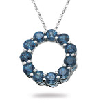 2.74 Cts London Blue Topaz Circle Pendant in 14K White Gold