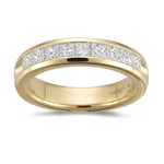 0.95-1.00 Ct SI1-SI2 clarity and I-J color Princess-Cut Diamond Wedding Band in 18K Yellow Gold