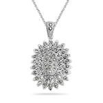 0.53 Cts Marcasite Filigree Pendant in Silver