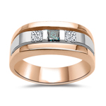 Gents Ring - 1/2 Cts Diamond Band in 14K Pink & White Gold