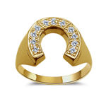 0.28 Cts Diamond Men's Horse-Shoe Ring in 14K Yellow Gold