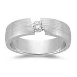 Mens Wedding Band - 0.14 Ct Diamond Solitaire Wedding Band 