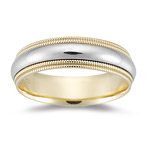 Mens Wedding Band - Two-Tone Milgrain Gold Band