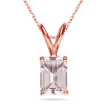 12x10 mm AAA Quality Emerald Morganite Solitaire Pendant in 14K Rose Gold