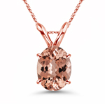 1.90-2.50  Cts of 10x8 mm AAA Quality Oval Morganite Solitaire Pendant in 14K Rose Gold