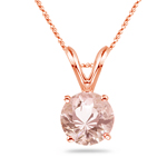 2.05-2.40 Cts of 9 mm AAA Quality Round Morganite Solitaire Pendant in 14K Rose Gold
