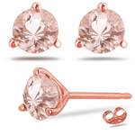 2.01-2.33 Cts of 7 mm AAA Round Morganite Stud Earrings in 14K Rose Gold