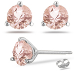 2.12-2.33 Cts of 7 mm AAA Round Morganite Stud Earrings in 14K White Gold