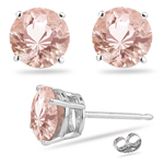 2.01-2.33  Cts of 7 mm AAA Round Morganite Stud Earrings in 14K White Gold
