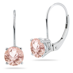 2.84-3.30  Cts of 8 mm AAA Round Morganite Stud Earrings in 14K White Gold