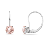 2.15-2.43  Cts of 7 mm AAA Round Morganite Scroll Stud Earrings in 14K White Gold