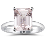 2.35-3.00 Cts of 10x8 mm AAA Emerald Cut Morganite Solitaire Ring-14KW Gold