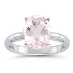 2.00-2.50 Ct 10x8 mm AAA Oval Morganite Solitaire Scroll Ring-14K White Gold