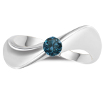 1/4 Ct Blue Diamond Solitaire Wave Ring in 14K White Gold