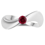 0.30 Cts of 4 mm AA Round Ruby Solitaire Wave Ring in 14K White Gold