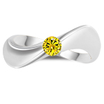 1/4 Ct Yellow Diamond Solitaire Wave Ring in 14K White Gold