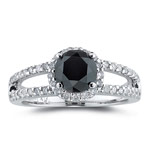 2.00 Cts Black and White Diamond Ring in 14K White Gold