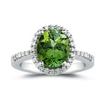 0.26 Cts Diamond & 2.25 Cts AAA Green Tourmaline Ring in 14K White Gold