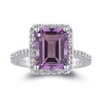 0.28 Ct Diamond & AAA Amethyst Ring in 14K White Gold