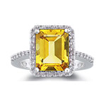 0.28 Ct Diamond & AAA Citrine Ring in 14K White Gold