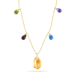 10.26 Cts Multi Gemstone Necklace in 14K Yellow Gold