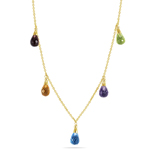 4.27 Cts Multi Gemstone Dangling Necklace in 14K Yellow Gold
