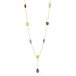 14.35 Cts Multi Gemstone by the Yard Necklace in 14K Yellow Gold