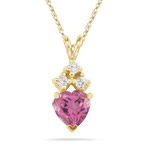 0.09 Ct Diamond & 1.01 Ct Mystic Pink Topaz Heart Pendant in 14KY Gold