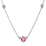 0.10 Ct Diamond & 0.60 Ct Mystic Pink Topaz Necklace in 18K White Gold