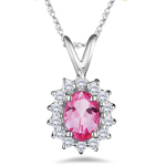 0.28 Ct Diamond & 1.46 Cts Mystic Pink Topaz Pendant in18K White Gold