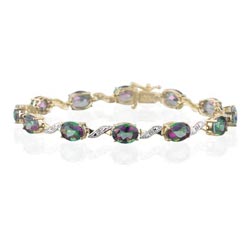 0.06 Cts Diamond & 19.20 Cts Mystic Topaz Bracelet in 14K Yellow Gold