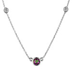 0.10 Cts Diamond & 0.60 Cts Mystic Topaz Necklace in 18K White Gold