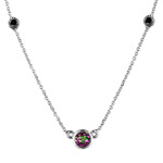 0.70 Cts Black Diamond & Mystic Topaz Necklace in 18K White Gold