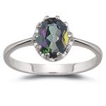 1.33 Ct 8x6 mm AA Oval Mystic Topaz Solitaire Ring in 14K White Gold