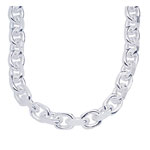 Men's Single Link Charm Necklace in Silver