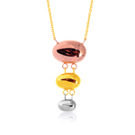 Tri Color Pebble Necklace in 14K Three Tone Gold