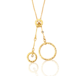 Cubic Zircon accented Circle Necklace in 14K Yellow Gold