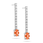 0.20 Cts Diamond & 1.00 Cts Orange Sapphire Earrings in 18K White Gold