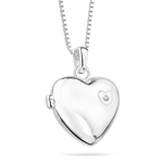 Childrens Jewelry - Diamond Large Heart Locket Pendant in Silver