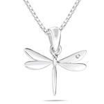 Childrens Jewelry - Diamond Dragonfly Pendant in Silver