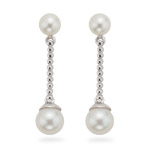 Pearl Dangle Earrings in 14K White Gold