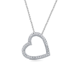 Diamond-cut Heart Pendant in 14K White Gold
