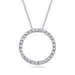 Diamond-cut Circle Pendant in 14K White Gold